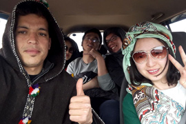 travelers inside a car of unikmaroctours
